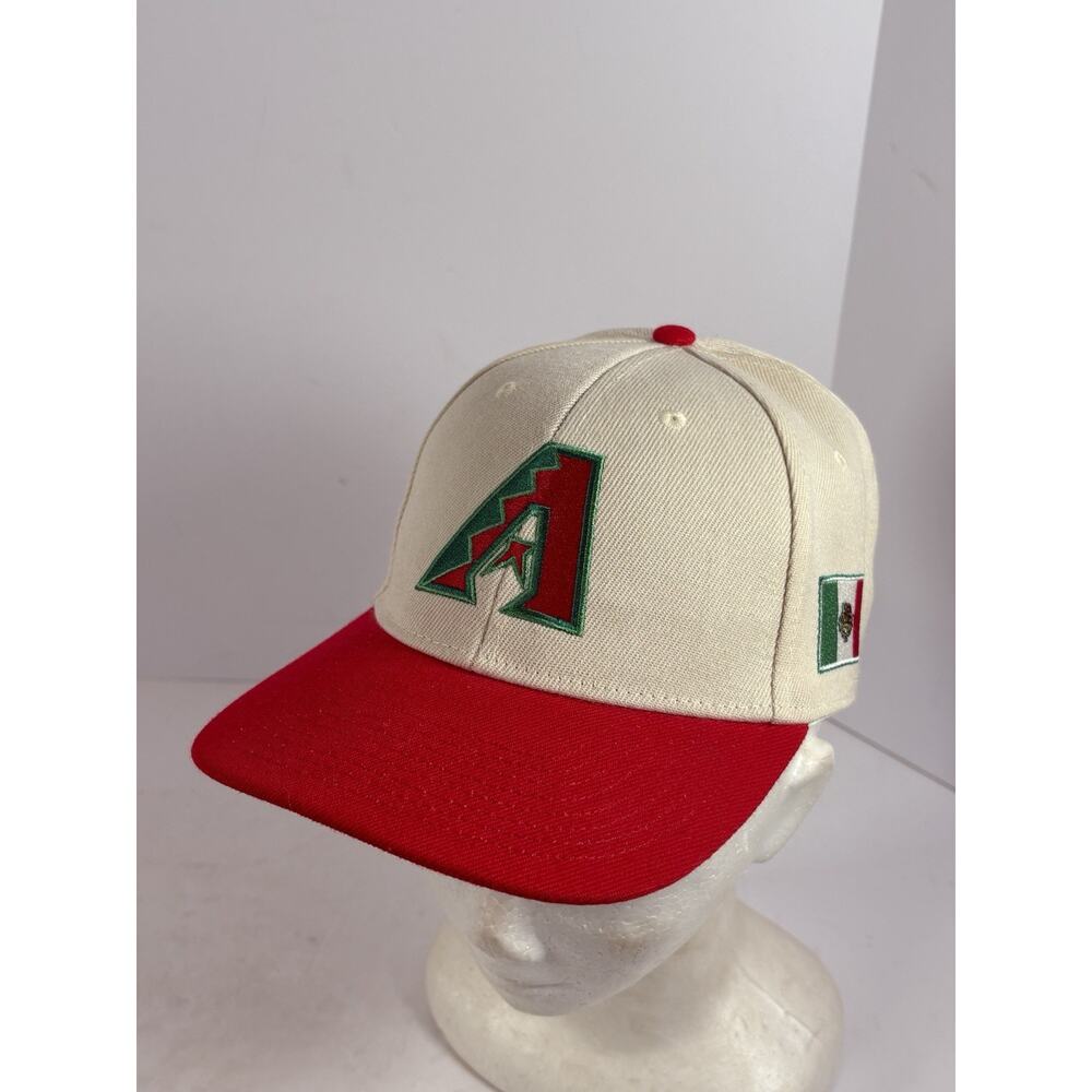 Arizona Diamondbacks Mexico Flag Hat Snapback Cream Red MLB Cap